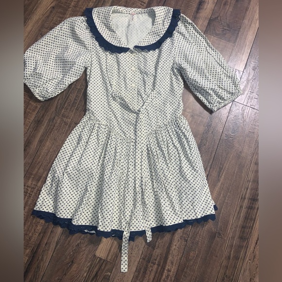 Nwot free people need to know collared lace mini dress khaki $189 boho fall - Picture 7 of 10